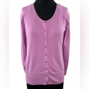 Charlotte Tarantola Pink Cardigan Sweater w Crystal Buttons XL